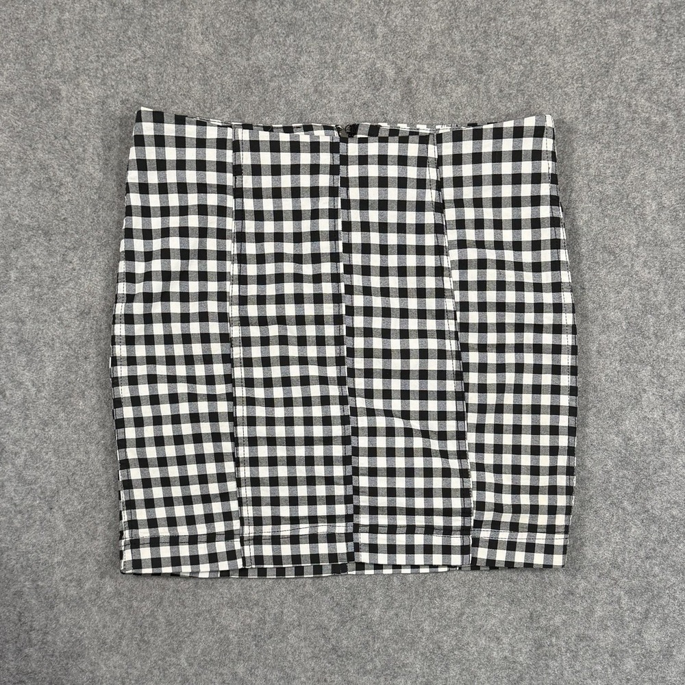 Free People Black White Gingham Plaid Stretch Modern Femme Skirt Women's Size 6